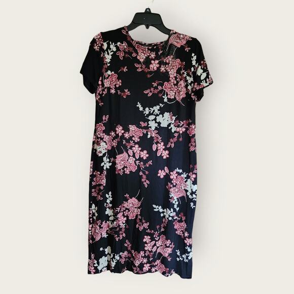 J.jill Dress Womens Sz S Wearever Collection Floral Pullover Side Slit Midi - Picture 2 of 5